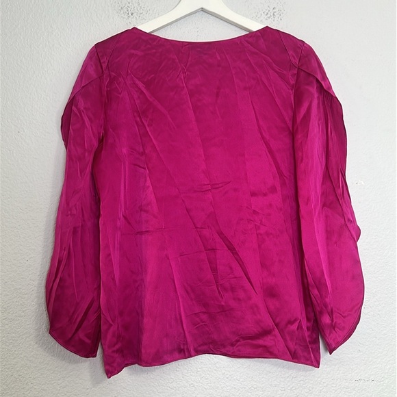 Talbots Women’s Size 8 Petite Pink Open Sleeve 100% Silk Blouse - Picture 2 of 13